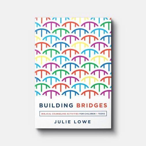 Colorful book cover with bridge pattern design.