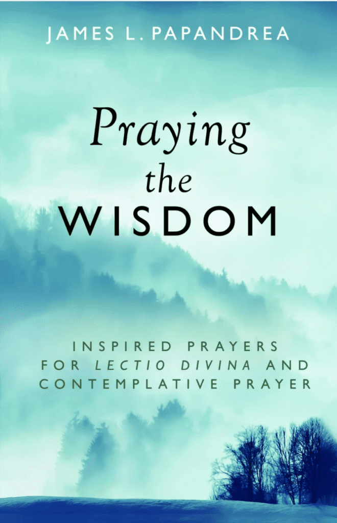 Book cover: "Praying the Wisdom" by James Papandrea.
