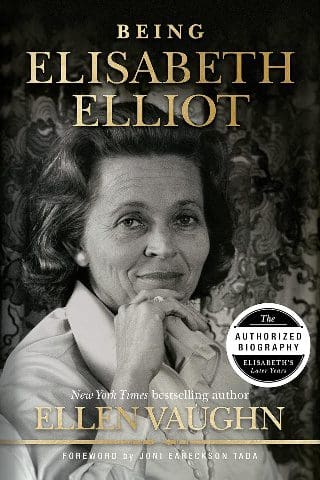Being Elisabeth Elliot book cover, black-and-white portrait.