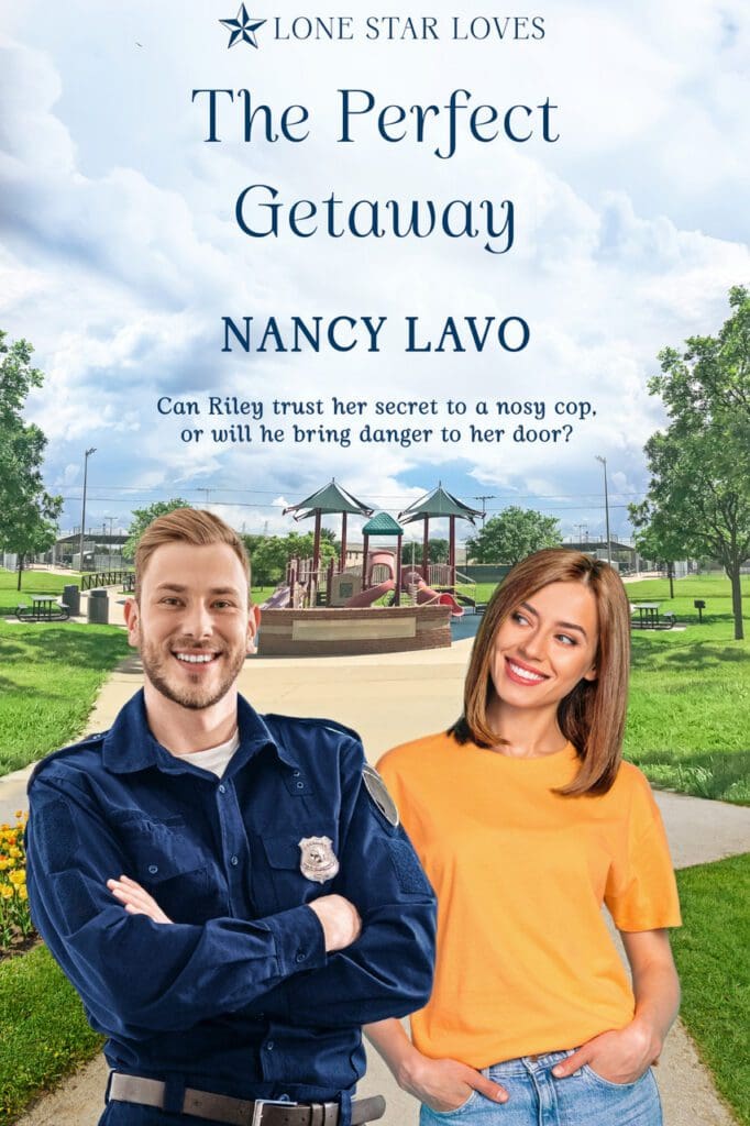 Romantic book cover with park background