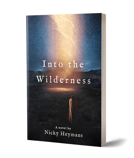 Into the Wilderness" book with starry night sky