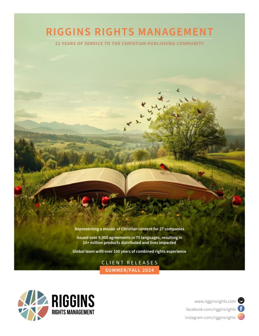 Open book in scenic countryside landscape.