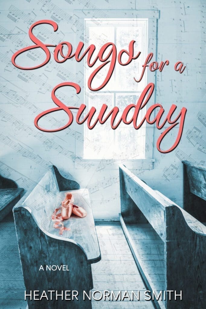Novel cover featuring church pews and bread