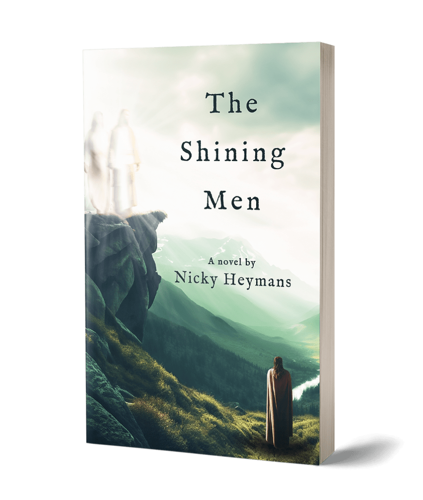Fantasy novel cover with mysterious figures