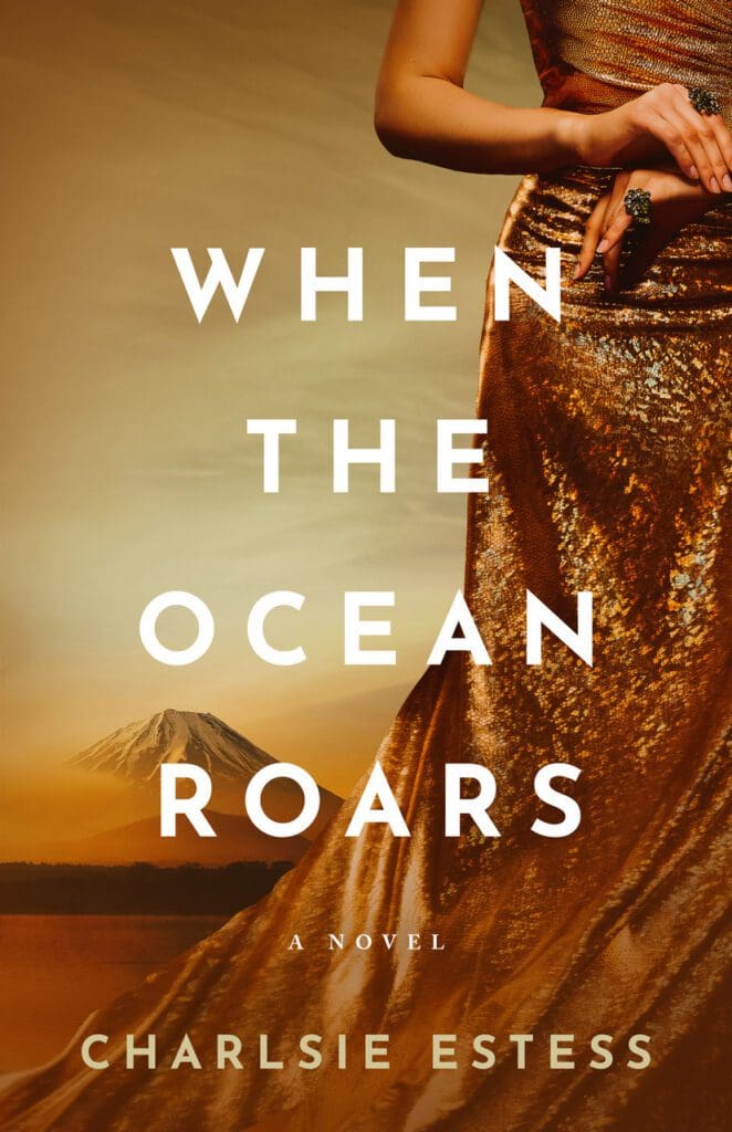 Woman in shimmering gown on book cover