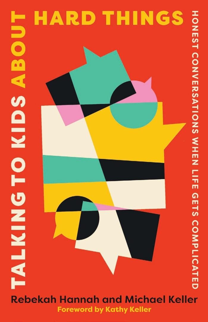 Red book cover with abstract colorful shapes