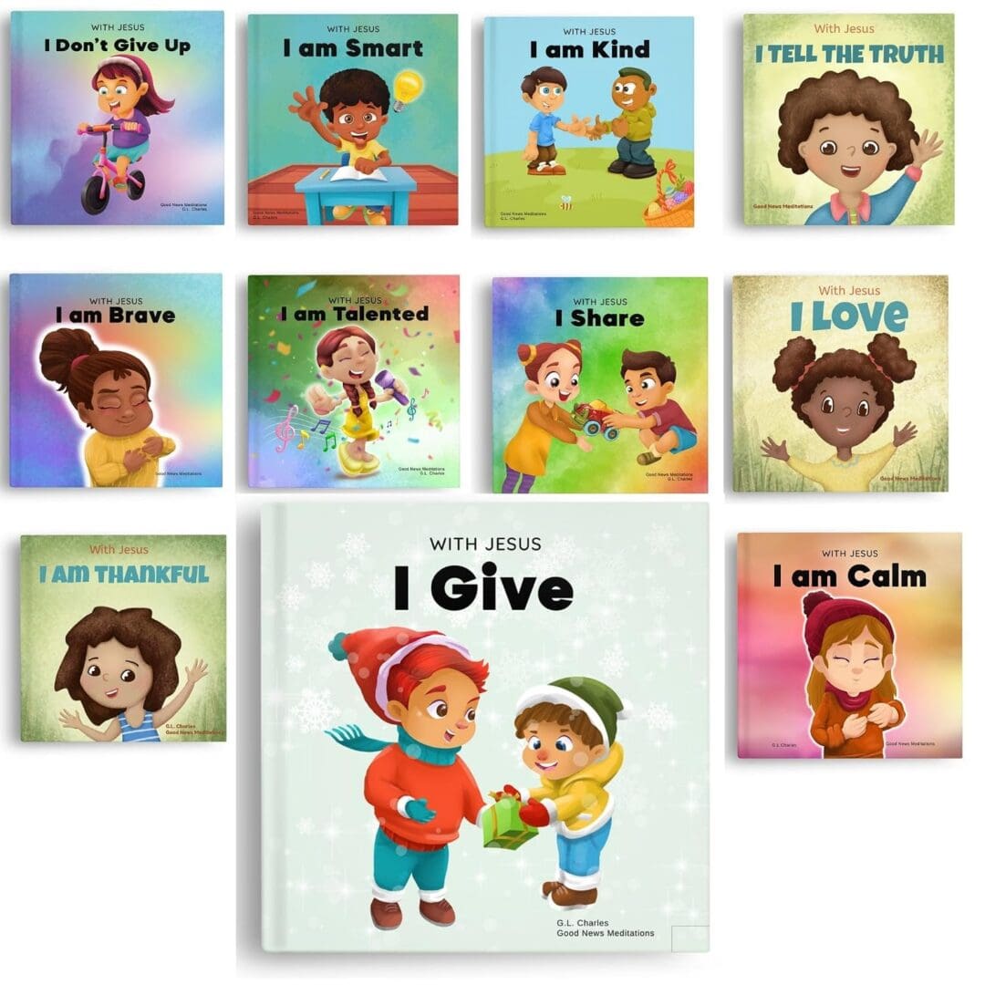 Collage of children's books with positive affirmations